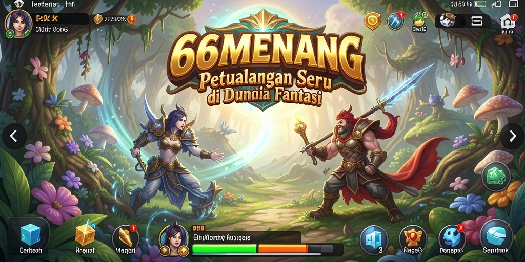 Screenshot 66MENANG menampilkan pertempuran seru di dunia petualangan.