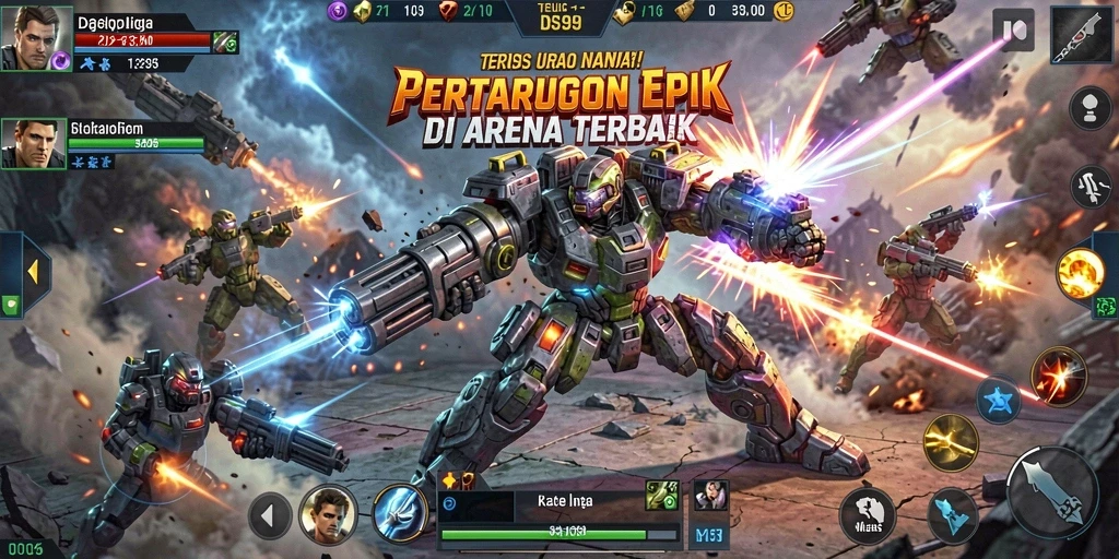 Tampilan gameplay DS99 yang mendebarkan dengan aksi bertarung seru.