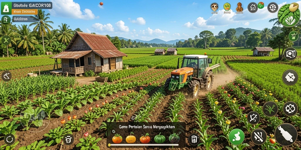Tampilan menarik dari gameplay GACOR108 dengan pertanian yang kaya.