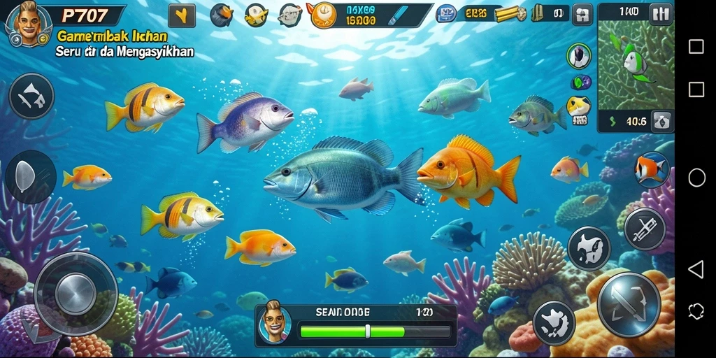 Tampilan gameplay PT707 yang menampilkan aksi Tembak Ikan yang seru.