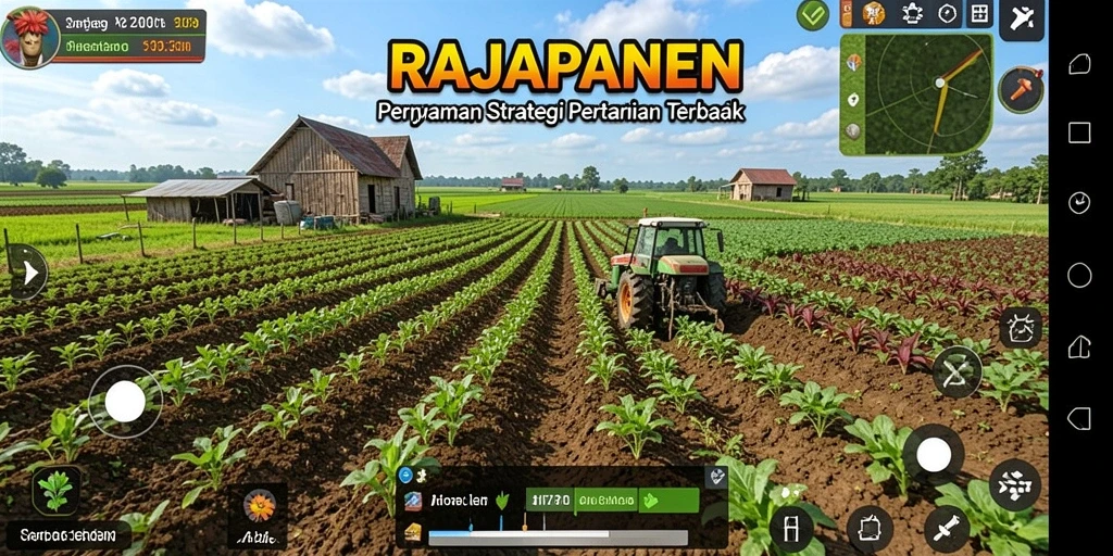 Tampilan menarik dari gameplay RAJAPANEN yang menunjukkan aktivitas pertanian.