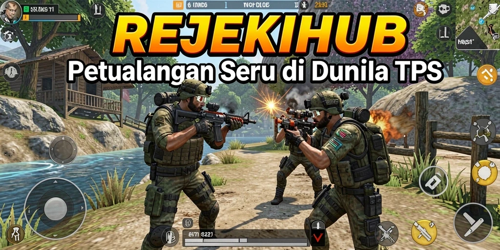 Screenshot gameplay REJEKIHUB menampilkan aksi seru di medan perang TPS.