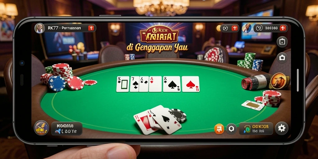 Tampilan gameplay Poker yang menarik dan interaktif di RK77.