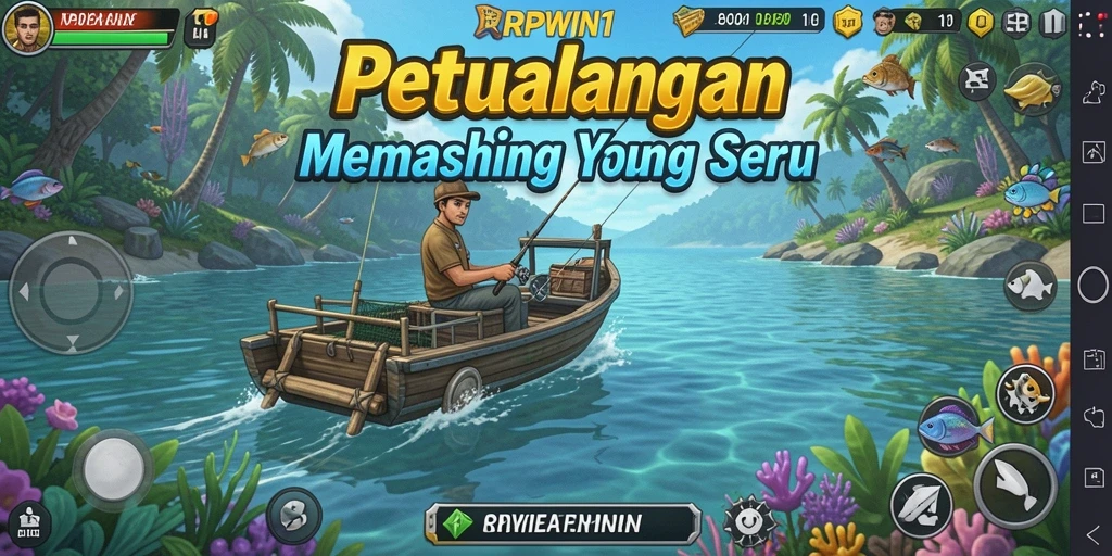 Tampilan gameplay seru memancing di <strong>RPWIN1</strong> dengan grafik menawan.
